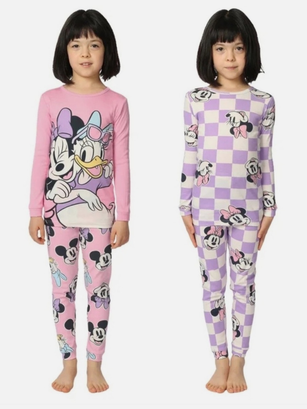 Disney Minnie Pink, Purple and White Girl’s 4-Piece Pajama Set